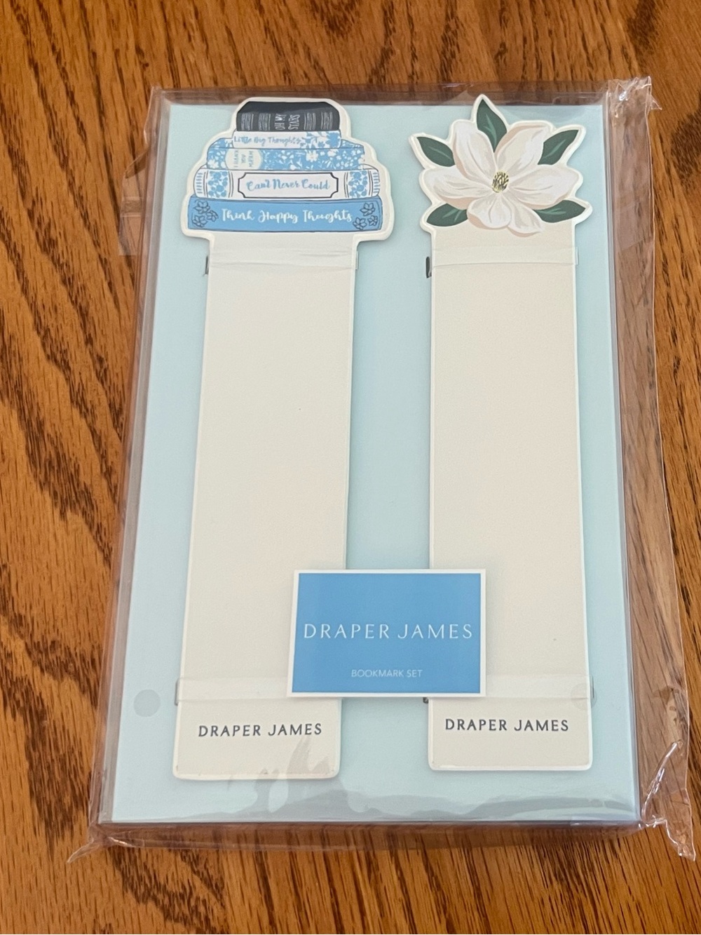 Draper James White Magnolia & Light Blue Stacked-Books Magnetic Bookmark Duo